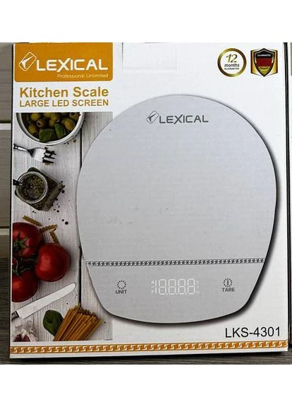 Настольные кухонные электронные весы LKS-4301 для взвешивания продуктов до 5кг Белые Lexical (313110724)