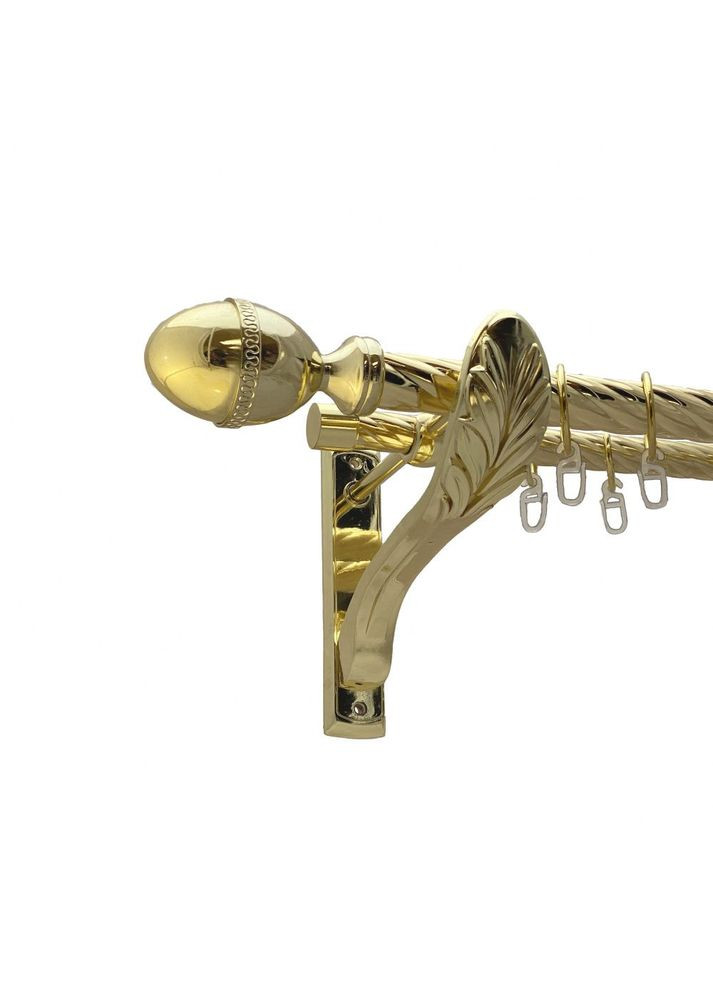 Карниз Фарже металлический двухрядный ретро скрученная труба Золото 25\19 мм 160 см (00-00010927) ORVIT (300278508)