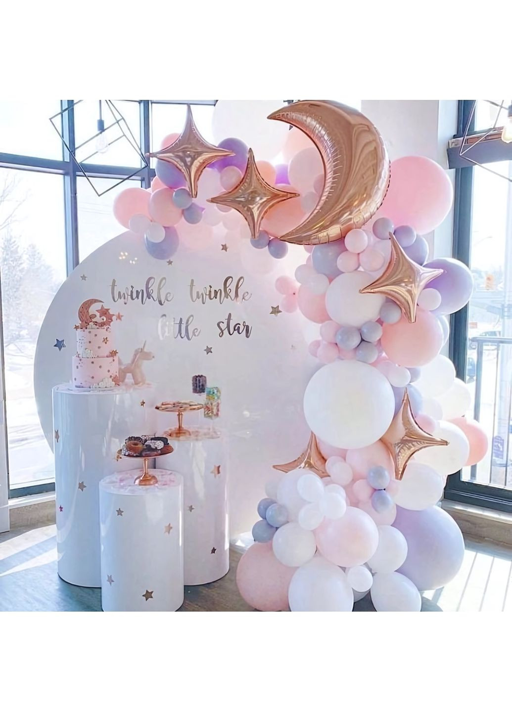 Набір 120 куль для арки фотозони Чарівний світ малятка Білий та рожевий No Brand (369728209)