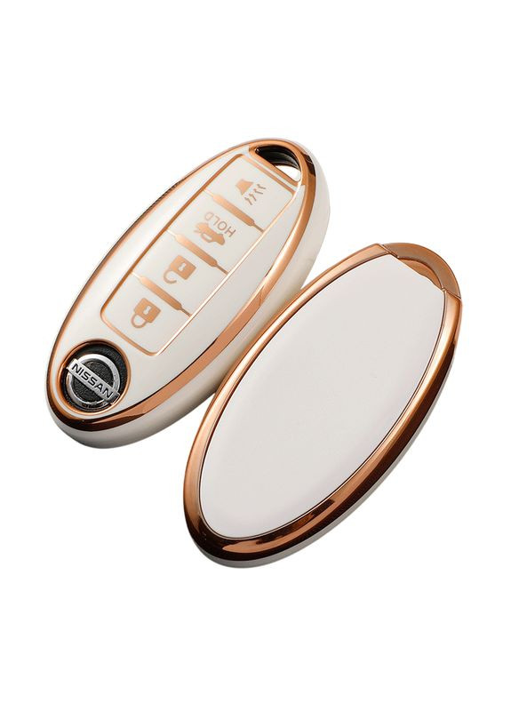 Чехол ключа + золотая окантовка (4 кнопки) TPU Nissan (369611319)