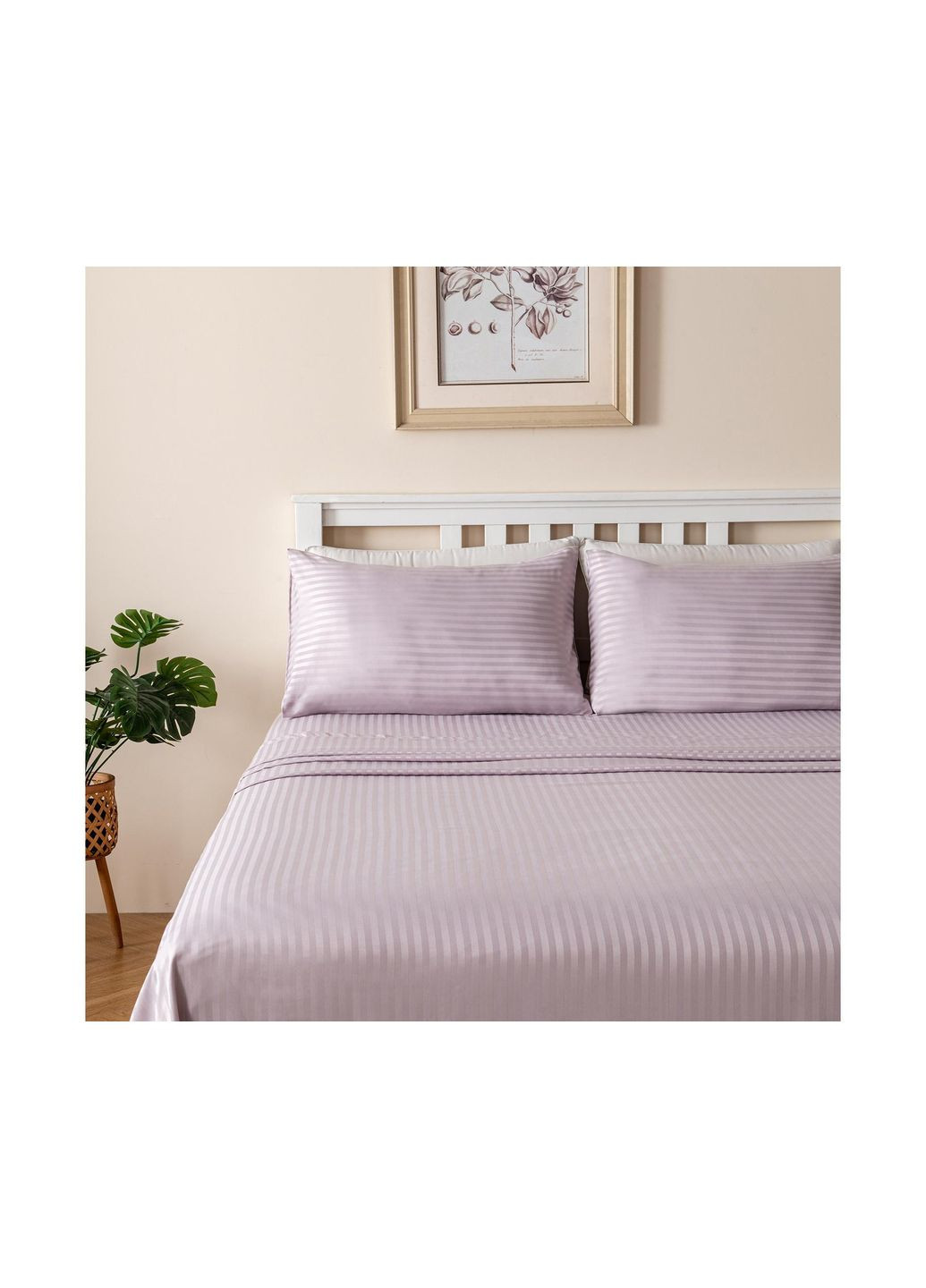 Євро комплект Постільної Білизни Страйп Сатин Soft Lilac 200х220 Vital-Textile SPе-4 (331013316)