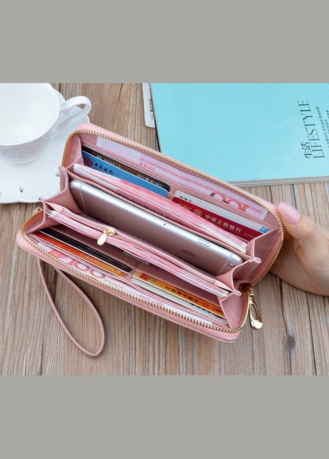 Клатч жіночий гаманець на блискавці з вишивкою квітами пудровий OEM (322068578)