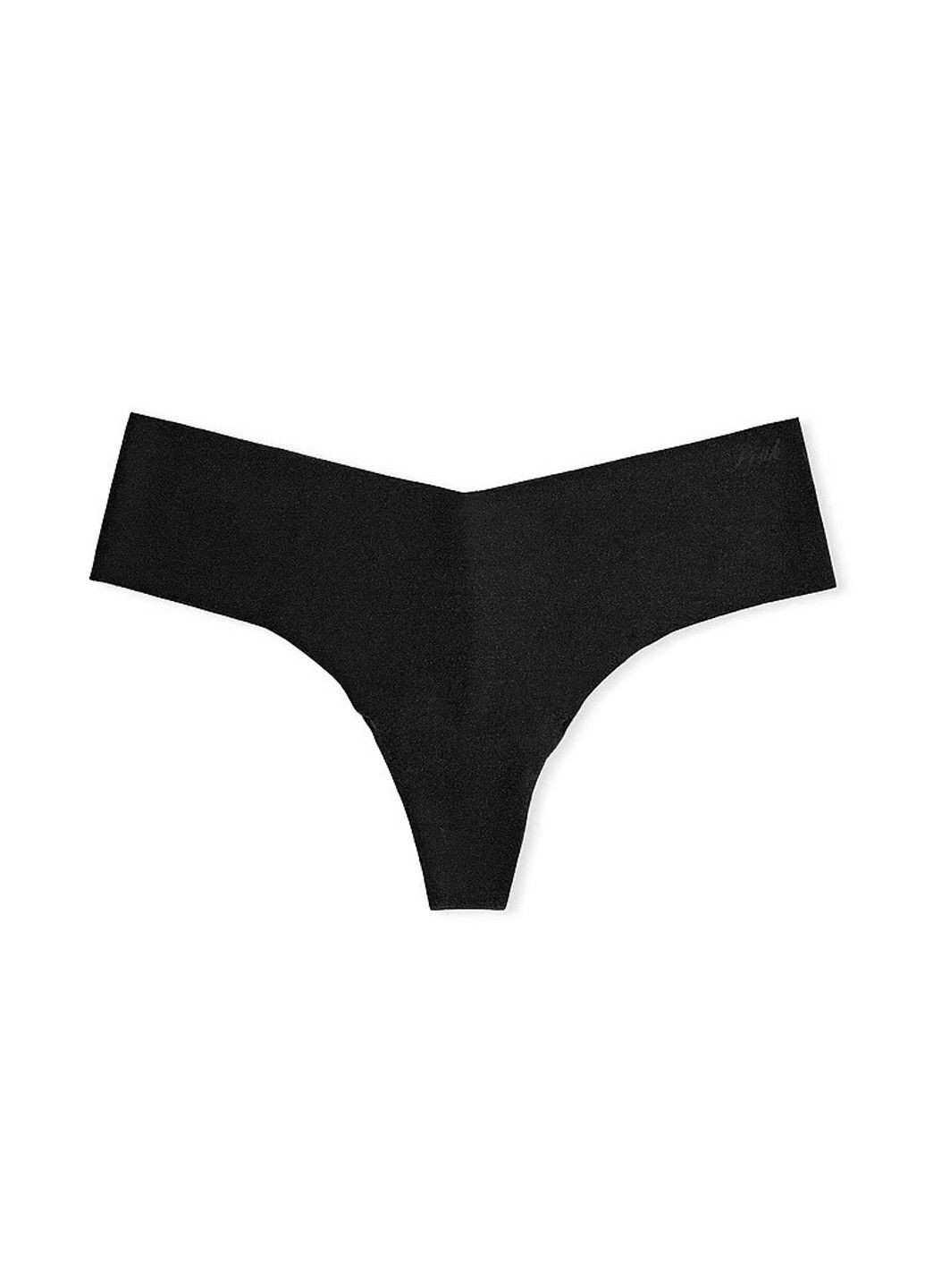 Трусики-стринги женские бесшовные PINK No-Show Thong Panty черные XL Victoria's Secret (316659303)