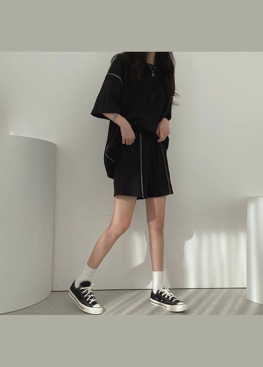 Жіночий костюм футболка оверсайз + шорти Україна (332621075)