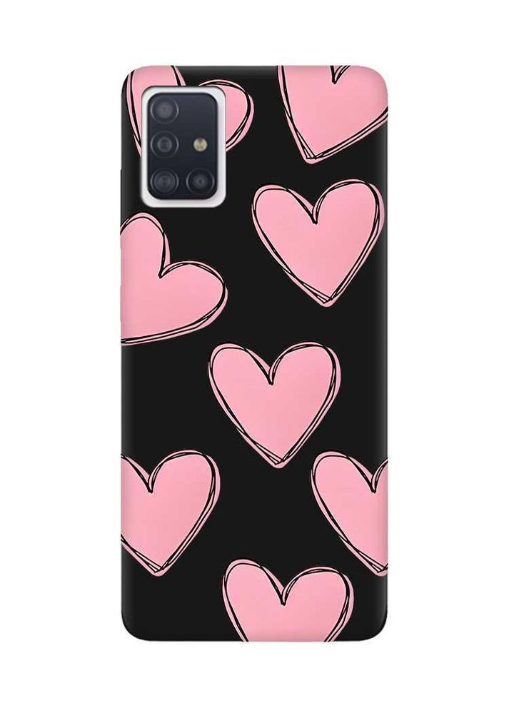 Матовый чехол на Samsung Galaxy A71 / A715 Сердечка розовые (принт 78) Creative (359498296)