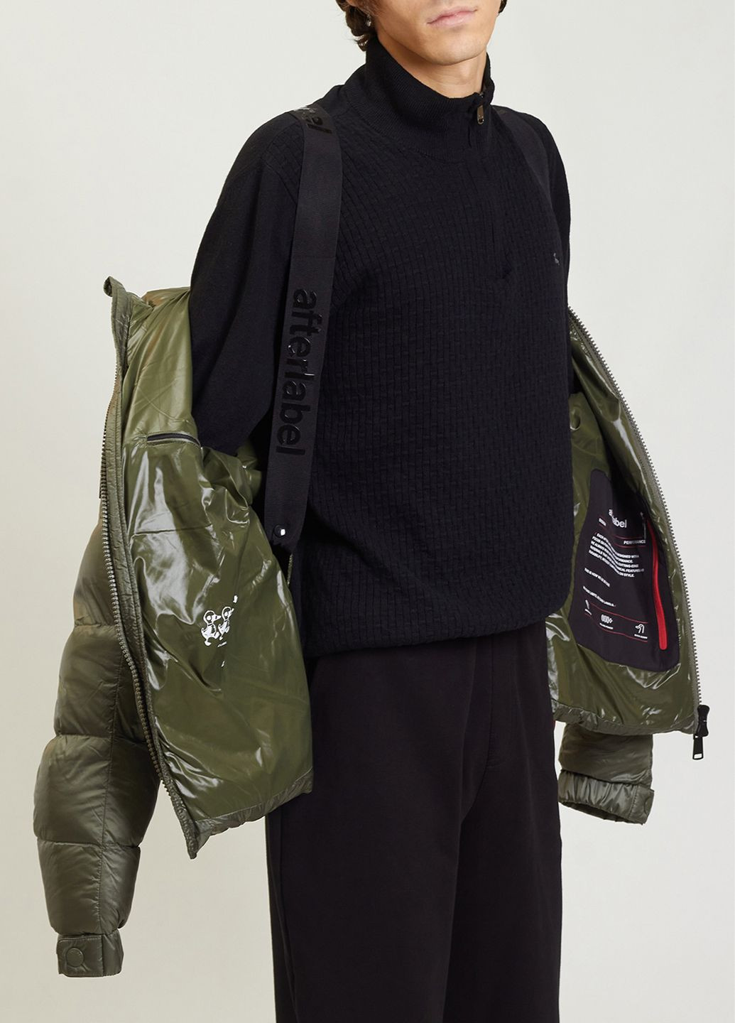 Оливковий (хакі) зимній Пуховик AFTER LABEL