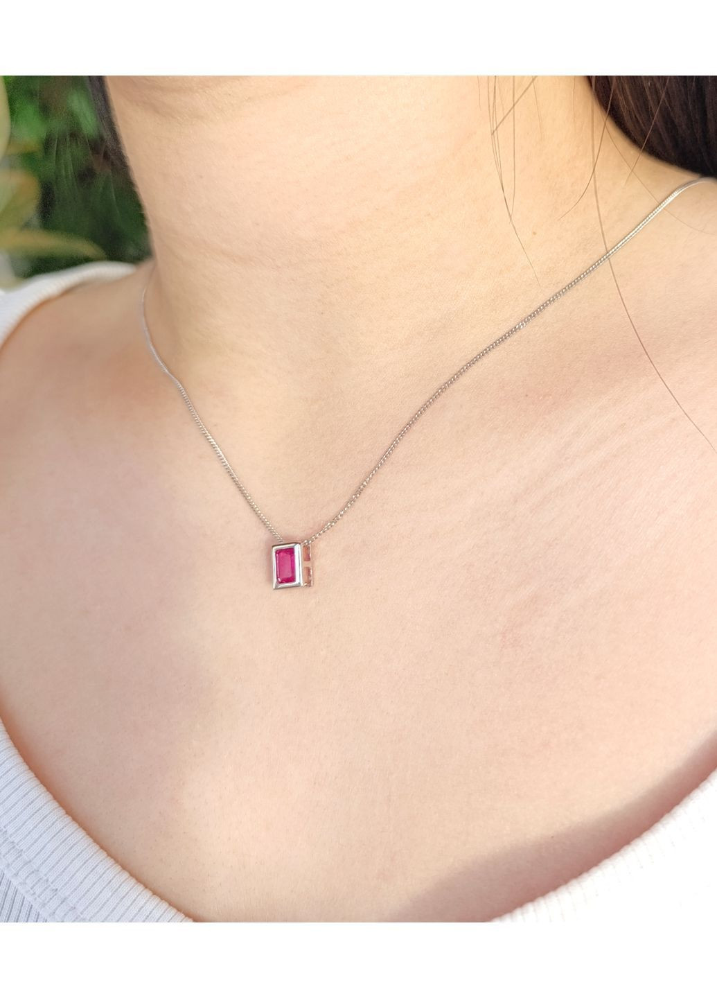 Серебряное колье с рубином КЛ3790-ру No Brand Кольє (377196962)