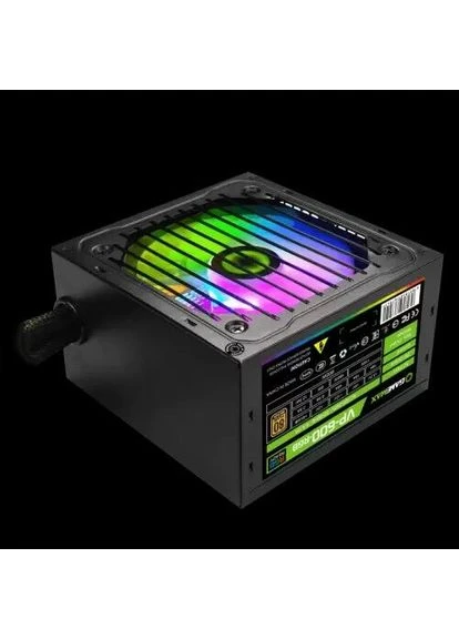 Блок живлення 600 Вт, VP-600 RGB, Black, 80+ Bronze, Active PFC, 12 см, 3xMolex / 5xSATA / 2x2+6-pin / 1x4+4-pin / 1x20+4-pin, GameMax (395343685)