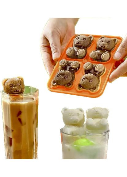 Контейнер с крышкой для замораживания форма силиконовая для льда и конфет Мишки по 5 см No Brand (322291107)