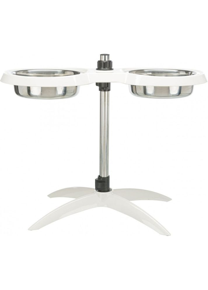 Миска для собак, на регулируемой подставке, белая, 2х1,6 л, d:21 см (меламин/металл) Trixie (292114472)