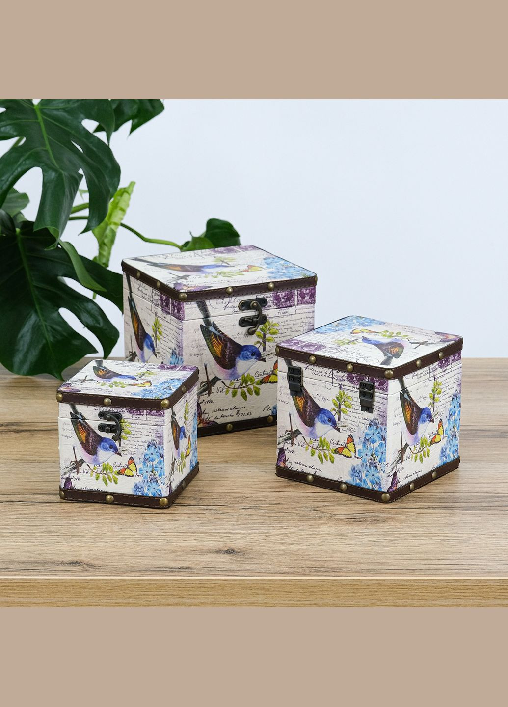 Сундук квадратный набор из 3-х - Птица (SH31353-079) Гранд Презент (322190816)