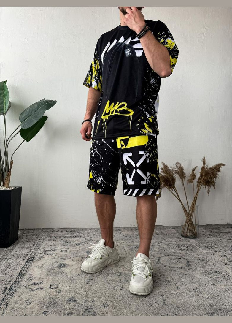 Комплект футболка шорты мужской оверсайз лето весна осень с принтом No Brand (370953725)