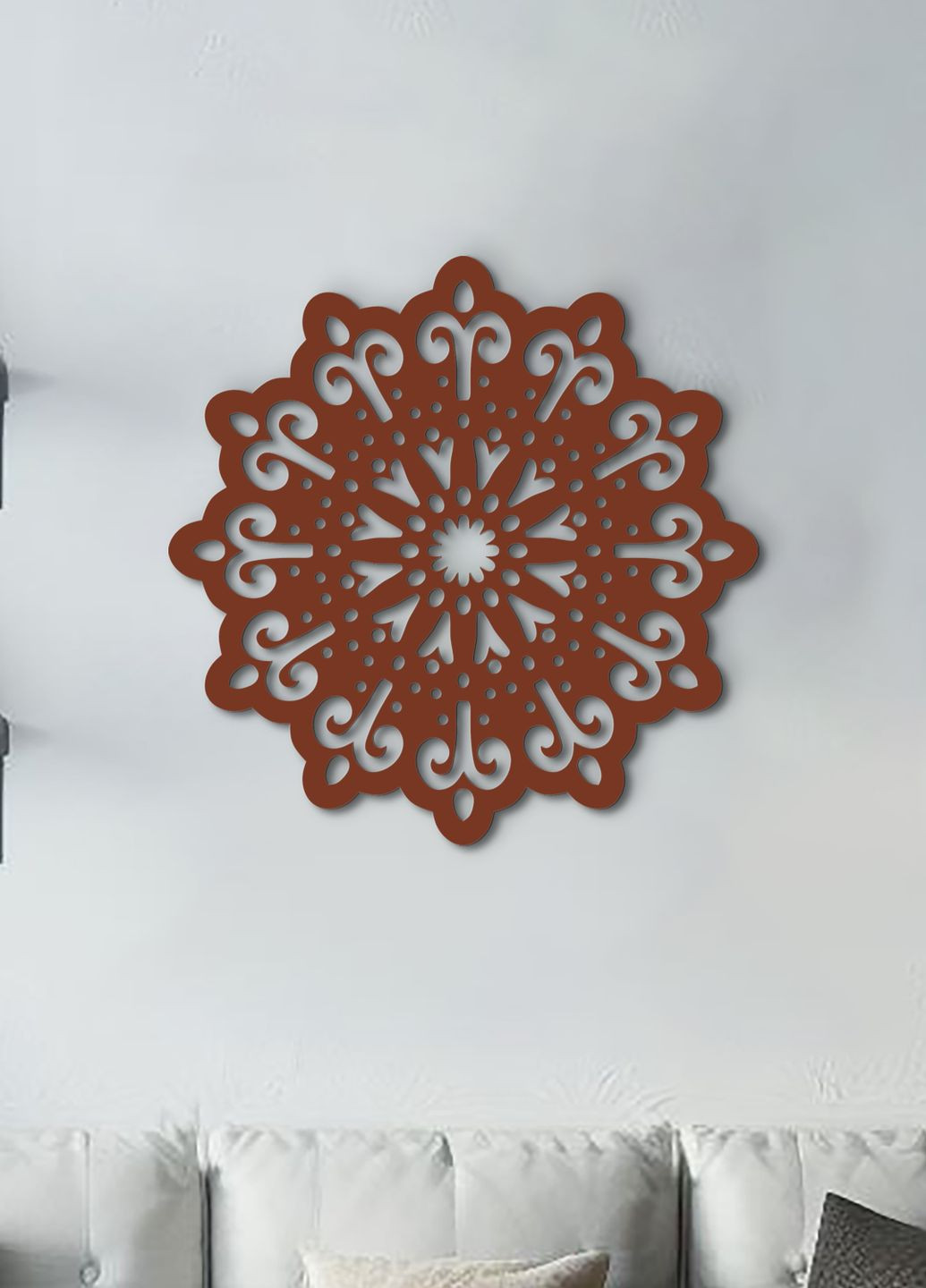 Декоративное панно из дерева, настенный декор для дома "Цветочная мандала", минималистичный стиль 20х20 см Woodyard (291412229)