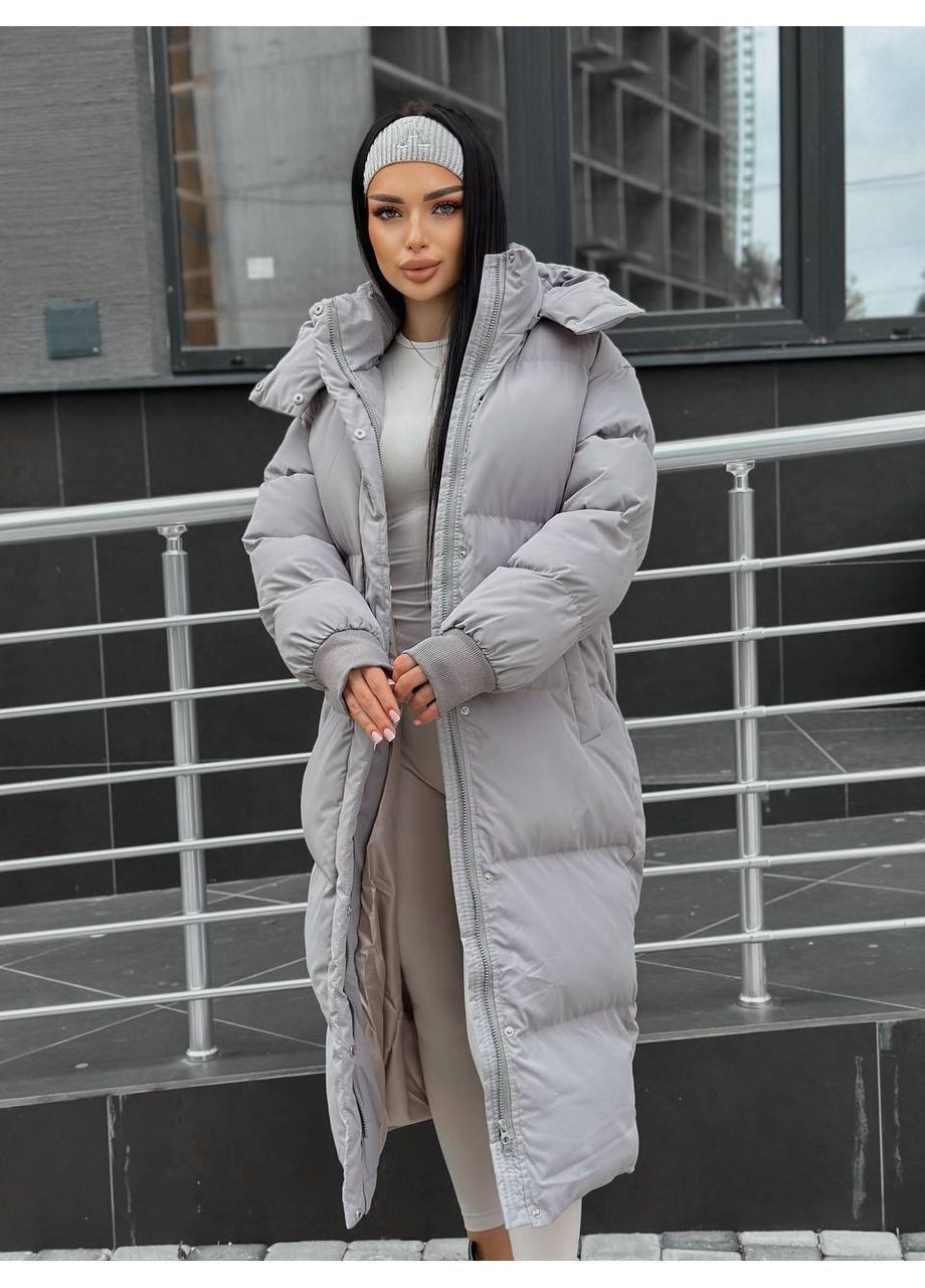 Серый демисезонный Пуховик Style Point