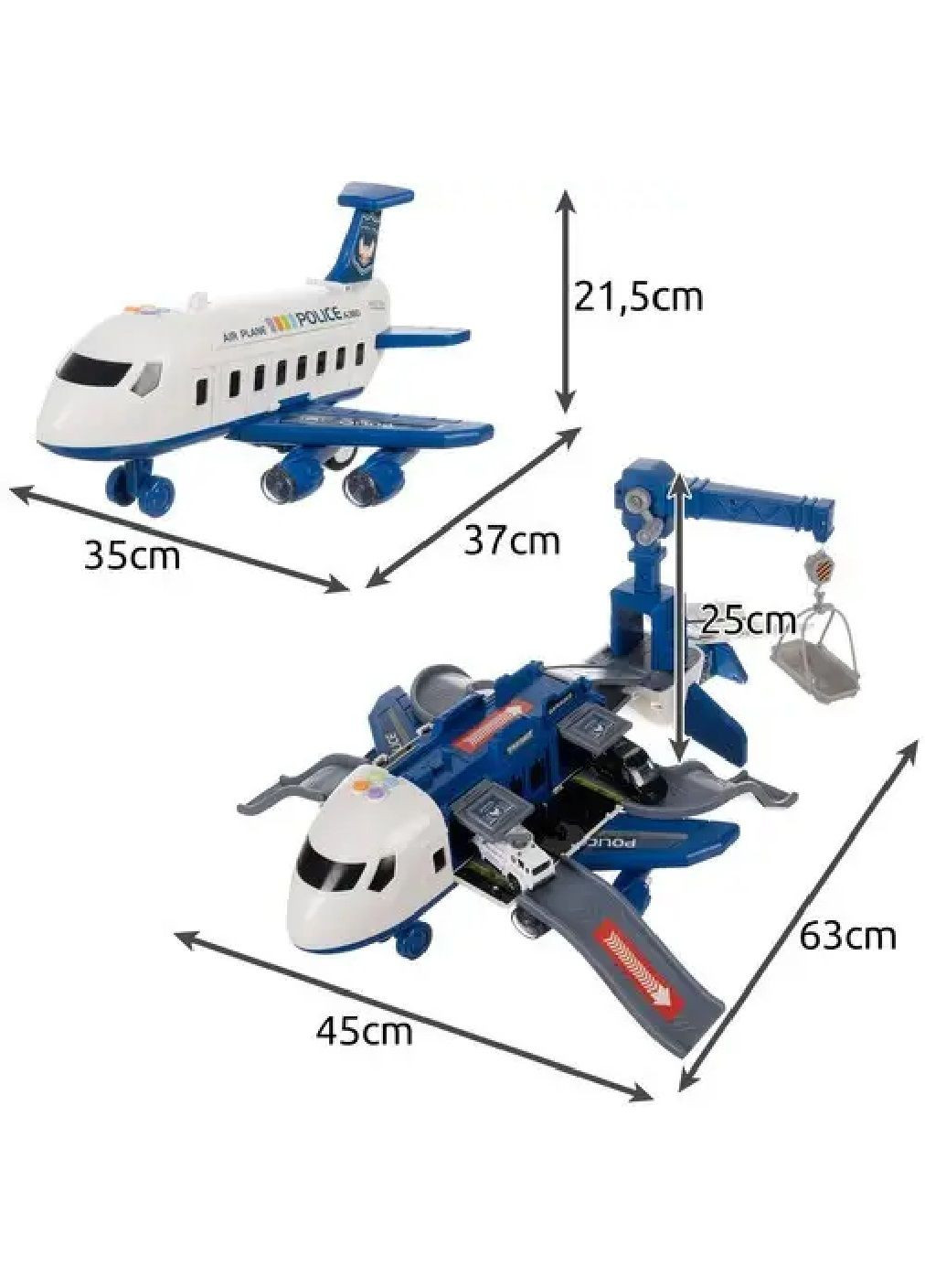 Комплект набір іграшковий складаний літак парковка поліцейська дільниця зі стоянкою і пересувним краном (477751-Prob) Unbranded (299740574)
