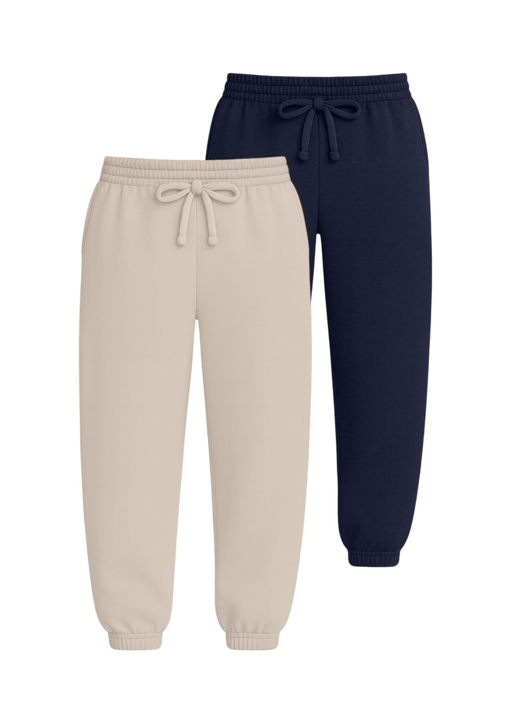 Набор женский брюки базовые 2шт комбинированный Бежевый/Темно-синий RAY PREMIUM LOOSE (363045519)