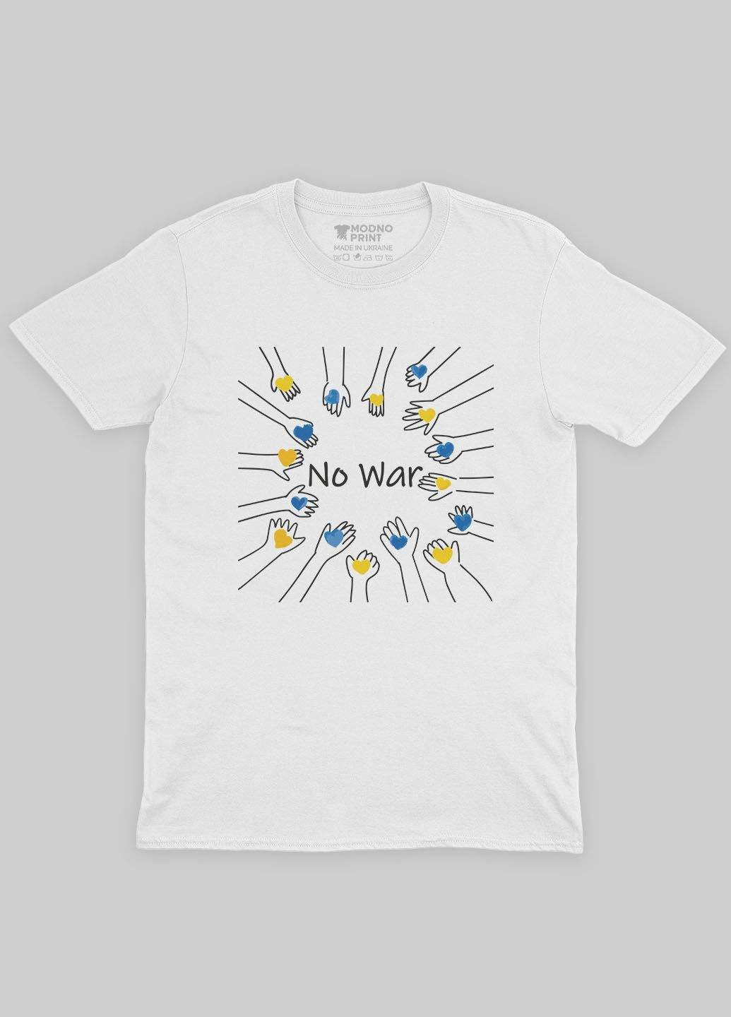 Белая демисезонная футболка для мальчика с патриотическим принтом no war (ts001-1-whi-005-1-028-b) Modno