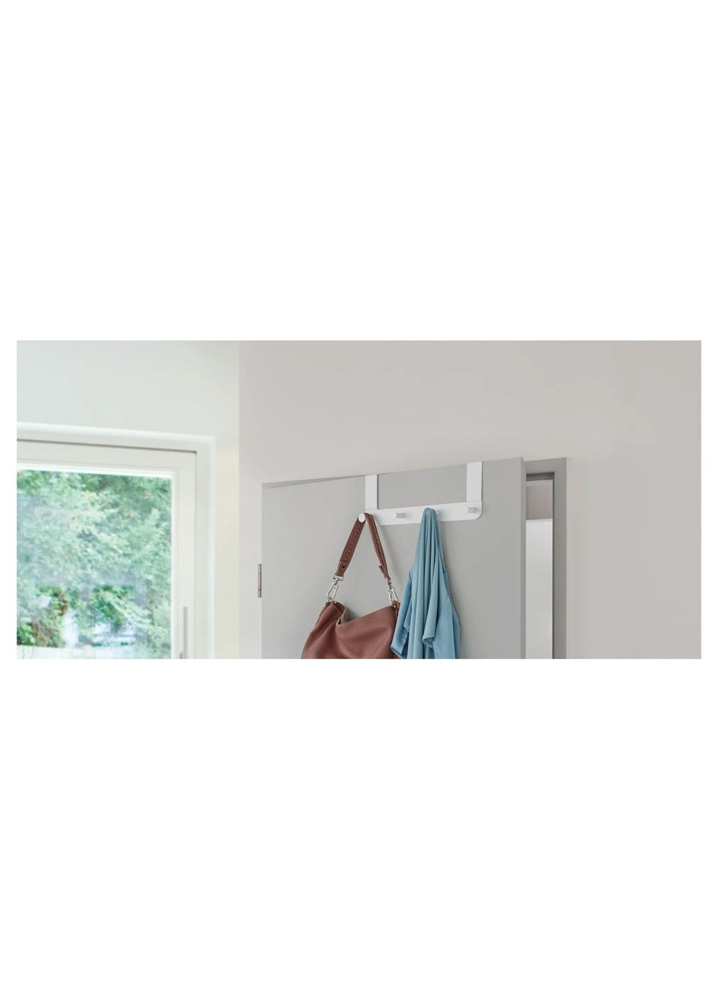 Дверний вішак для одягу 4 гачки 35х13 см білий Livarno home (315446950)