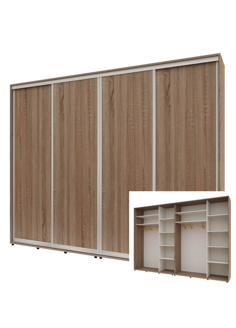 Шафа-купе чотиридверна 300*45*220 см Трюфель 4 двері ДСП Стандарт Комфорт Меблі (360450662)