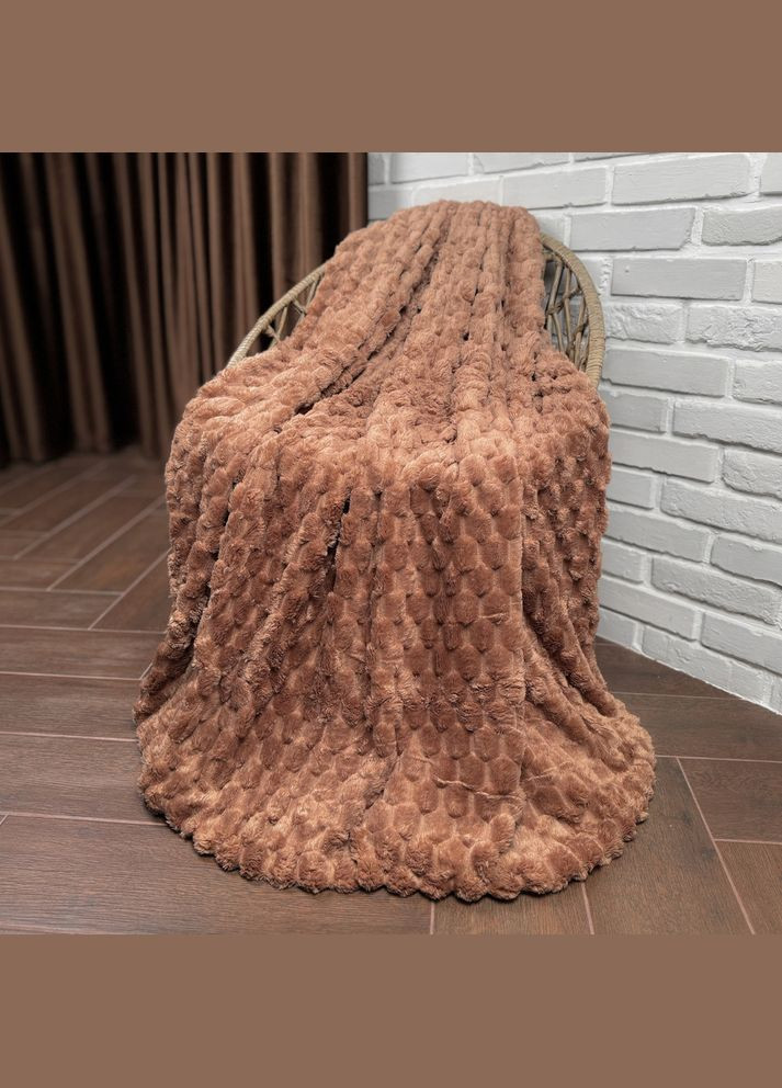 Плед євро 200x230 соти мікрофібра Laura Grand Плед евро 200x230 соты светло-коричневый микрофибра (317499421)