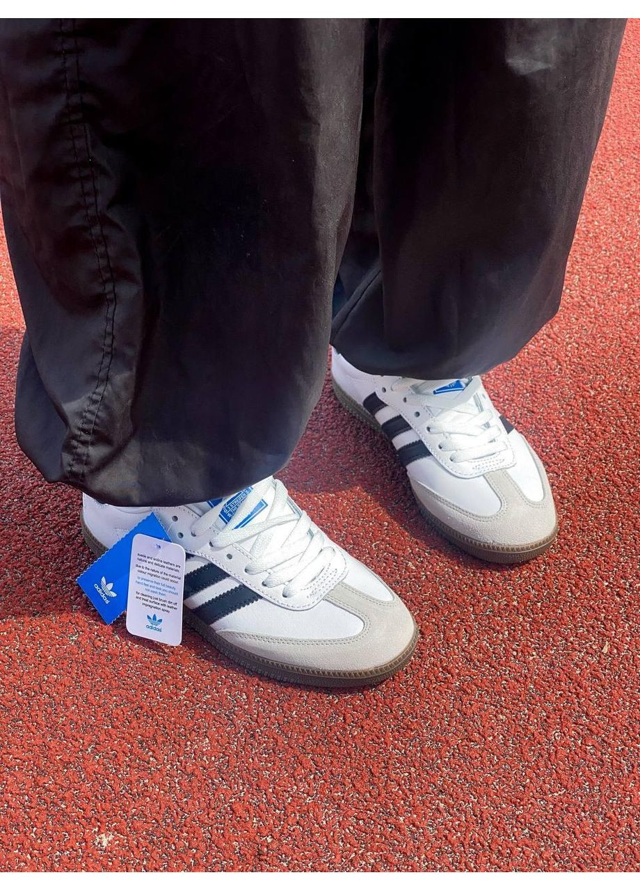 КРОССОВКИ ЖЕНСКИЕ ADIDAS SAMBA OG VEGAN LOW WHITE BLACK АДИДАС САМБА No Brand чёрные демисезоны (368854937)