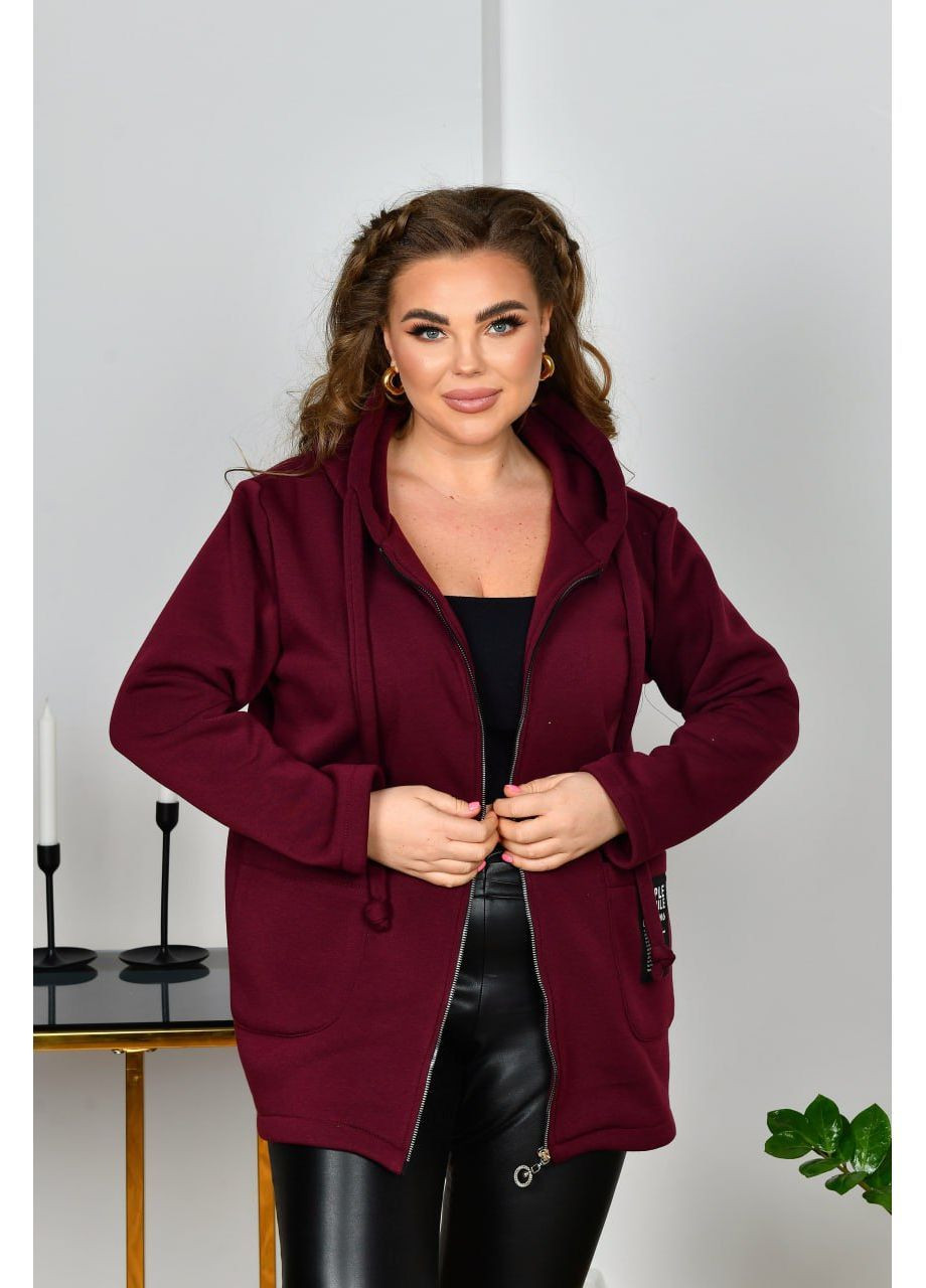 Бордова демісезонна жіноча легка курточка із трикотажу тринитки куртка-піджак No Brand