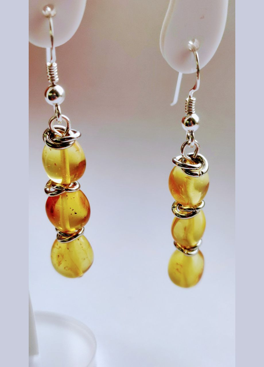 Серьги 2521 из натурального янтаря оттенок медовый серьга серебро MINOV (304287743)