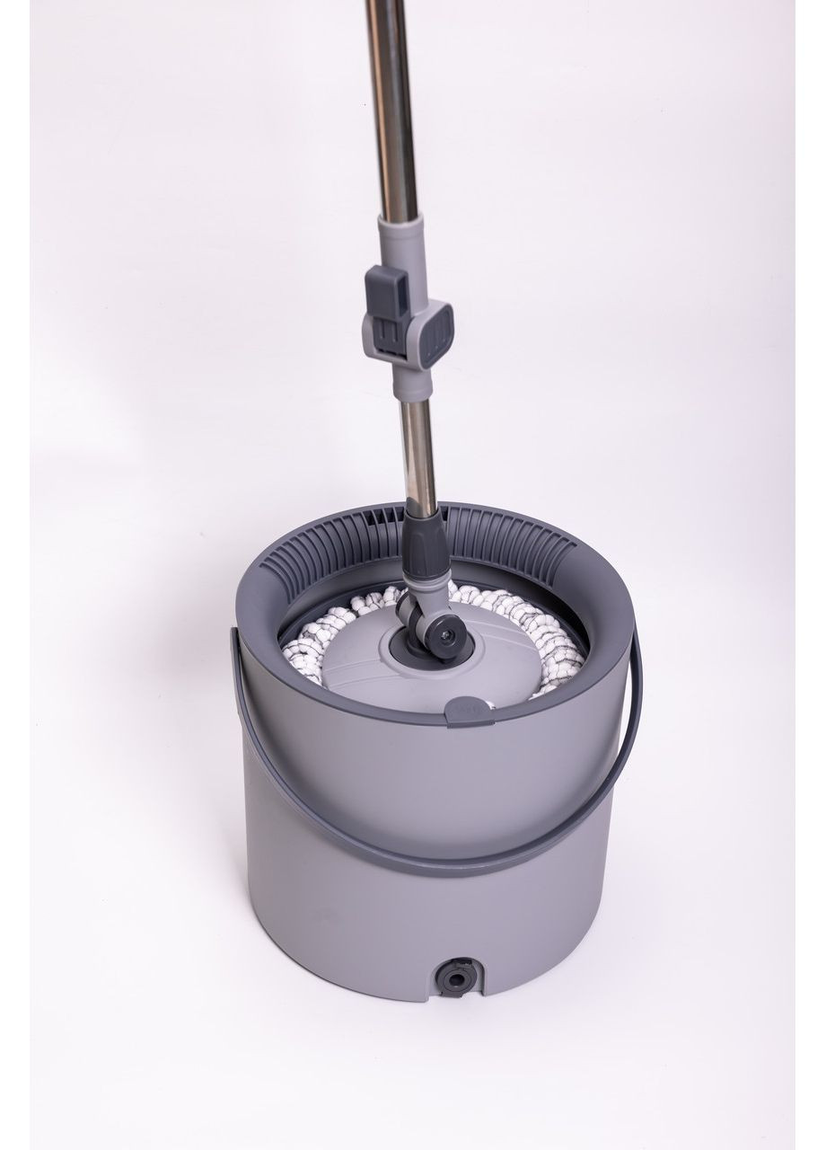 Набір для прибирання з круглою телескопічною шваброю з мікрофібри та відром з віджимом для підлоги HP-35015-22 (A-035242) Household (372992272)