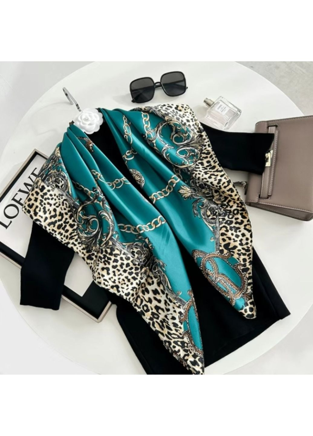 Шовкова хустка з леопардовим принтом Mosi (367723831)