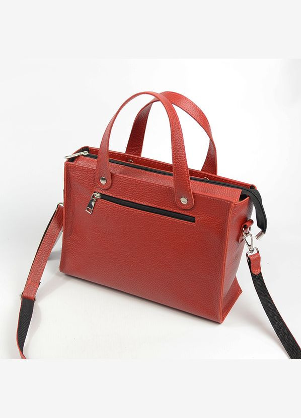 Красная кожаная женская деловая сумка с ручками и длинным съемным ремешком Serebro (285895819)