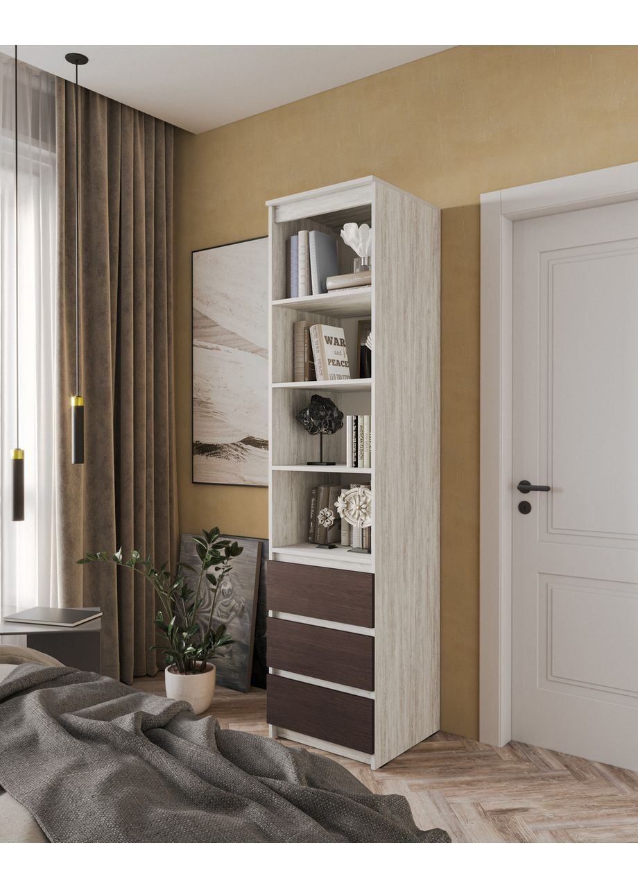 Открытый пенал с полками и ящиками MT-219 500*2117*498 бетон/венге темный No Brand (358928553)