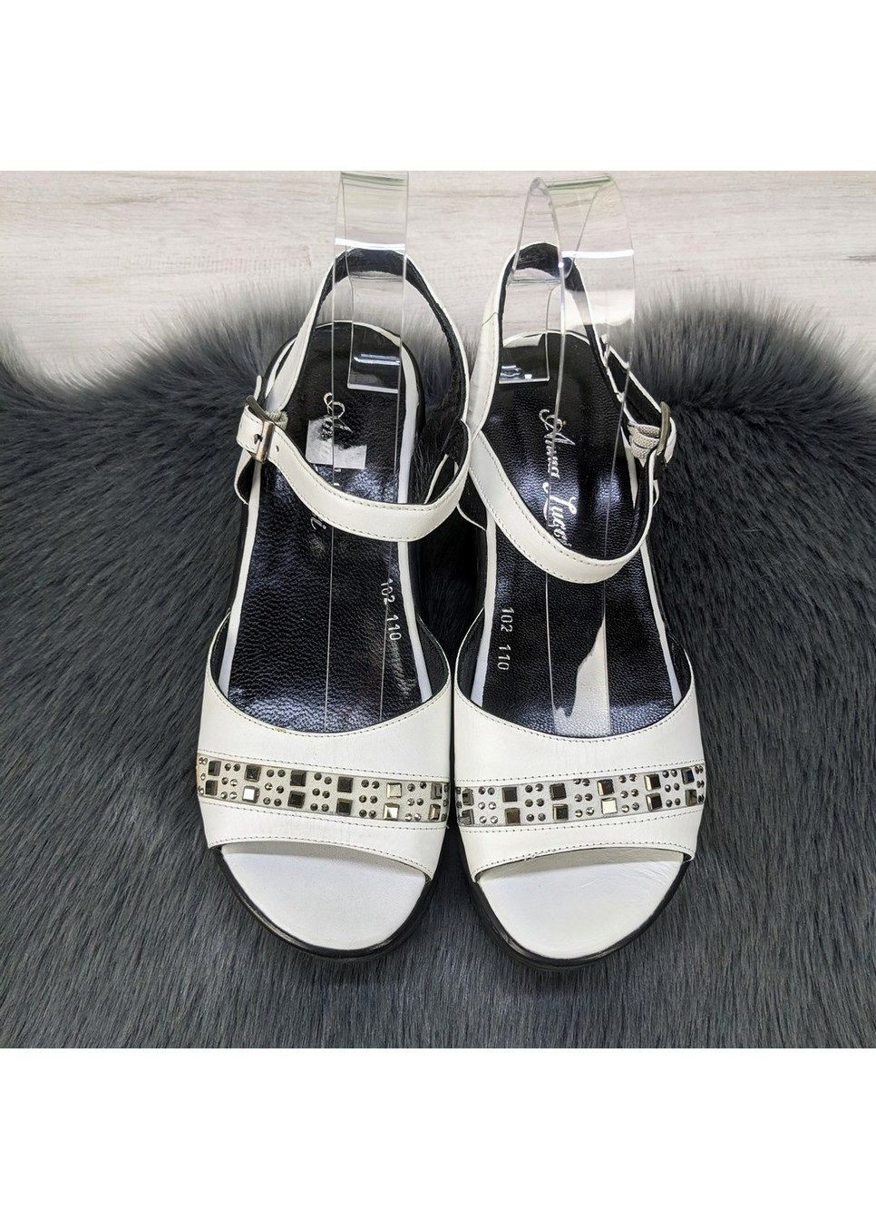 Белые босоножки женские кожаные на платформе Anna Lucci