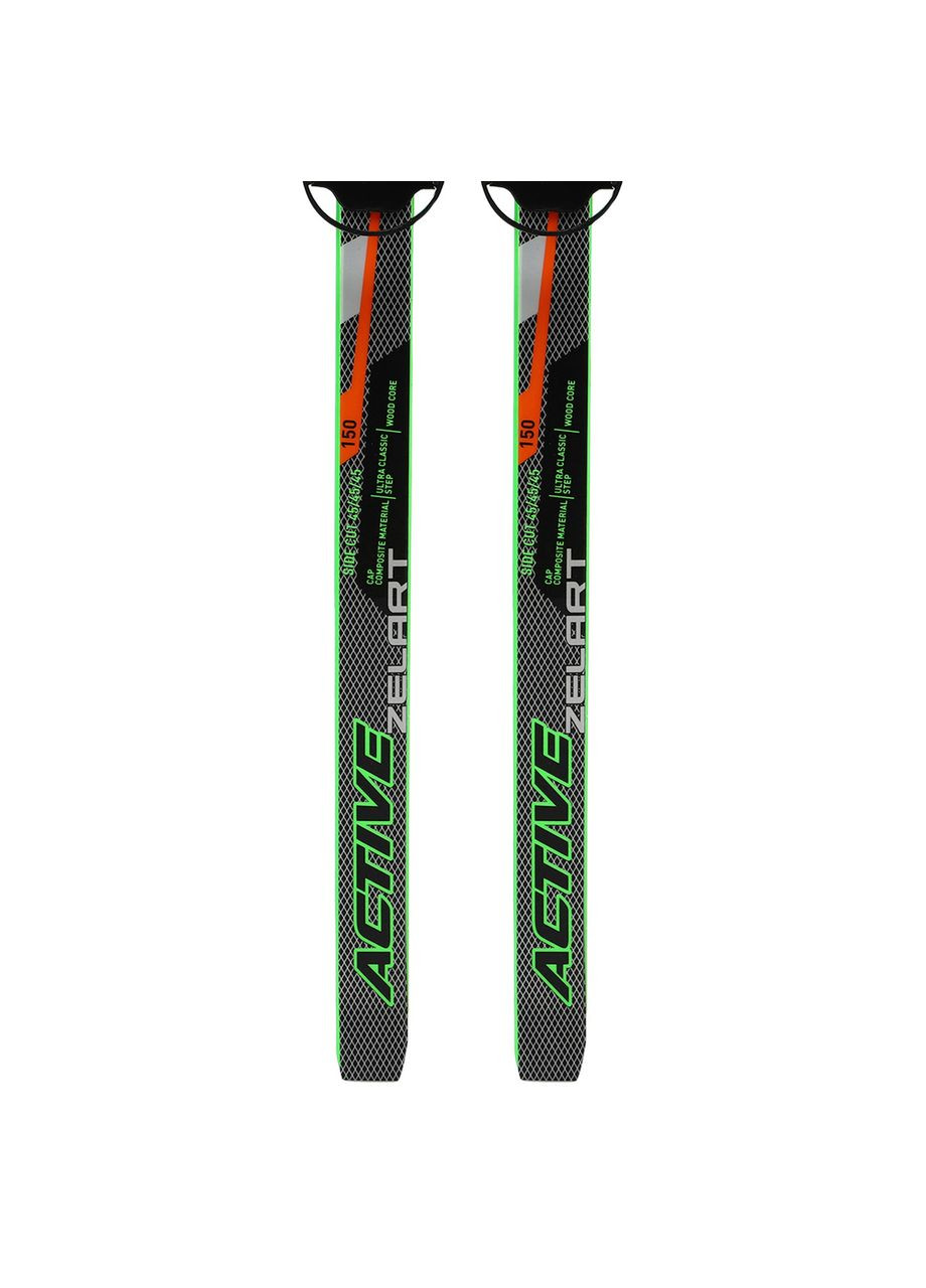 Лыжи беговые подростковые в комплекте с палками (l-лыж-150см, l-палки-130см, PVC чехол, крепеж регулируемый, Zelart (361439156)