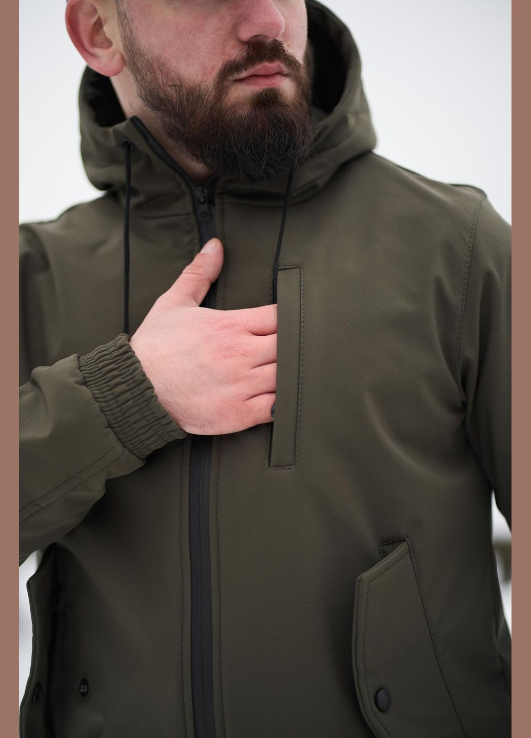 Оливкова (хакі) куртка чоловіча soft shell Vakko