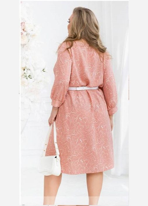 Персикова сукня жіноча леді досконалість міді sf-267 персиковий, 62-64 Sofia з абстрактним візерунком
