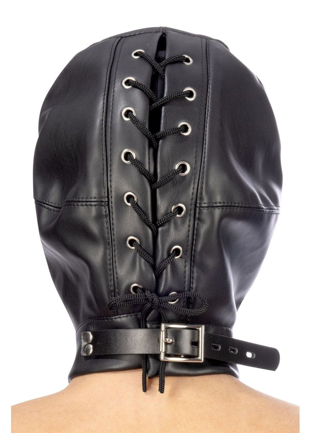 Капюшон для БДСМ зі знімною маскою BDSM hood in leatherette with removable mask Fetish Tentation (345708564)