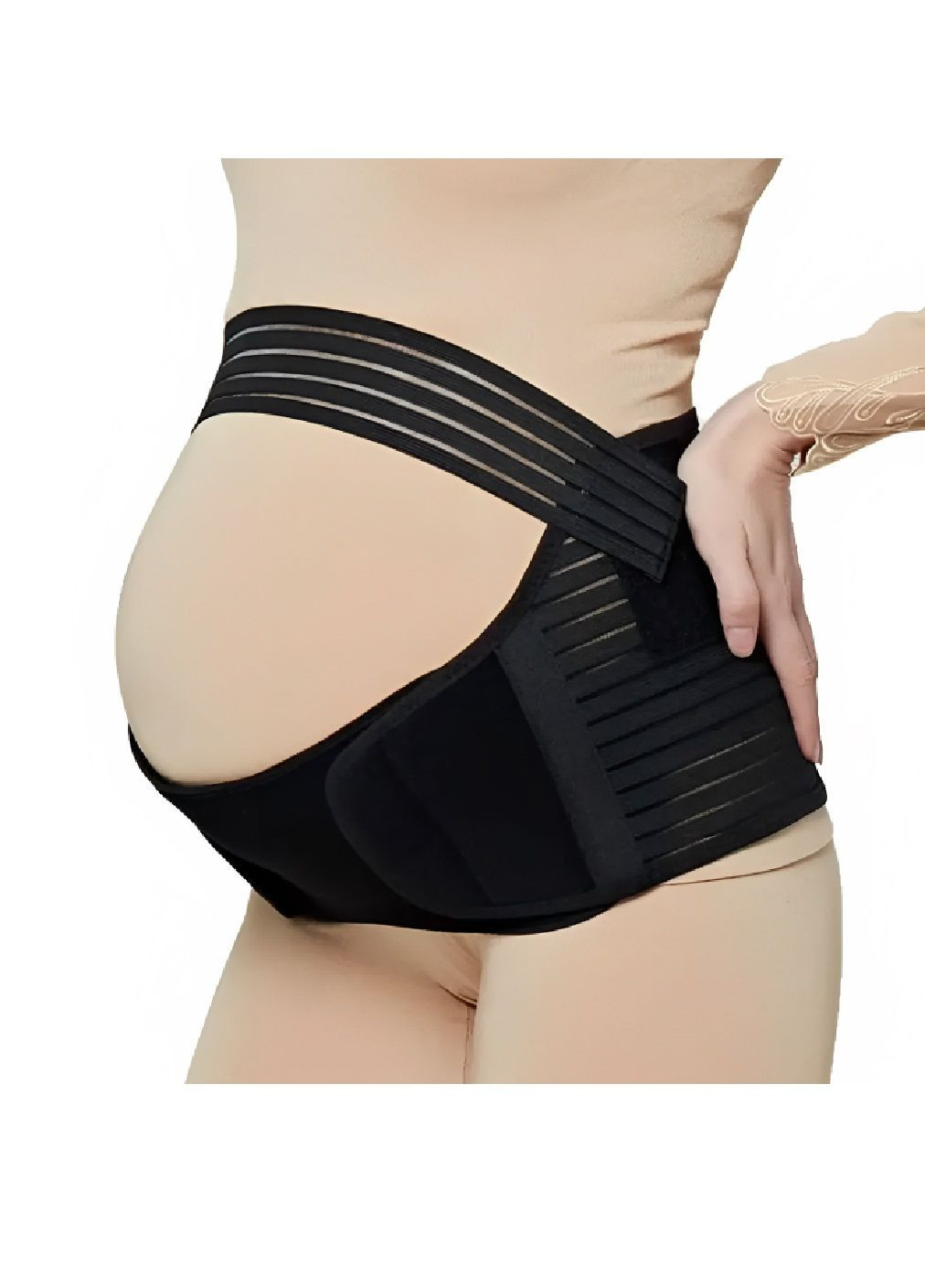 Допологовий післяпологовий пояс бандаж на липучках для вагітних еластичний матеріал 80-110 см (480199-Prob) Чорний L Unbranded (331663114)