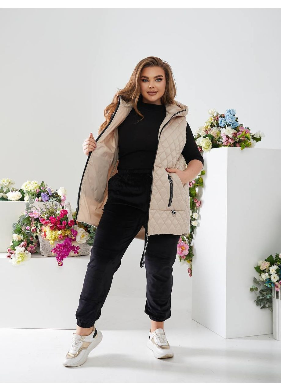 Жилетка жіноча стьобана з капюшоном (Заміри в описі) GD/GL Модний простір (366883378)