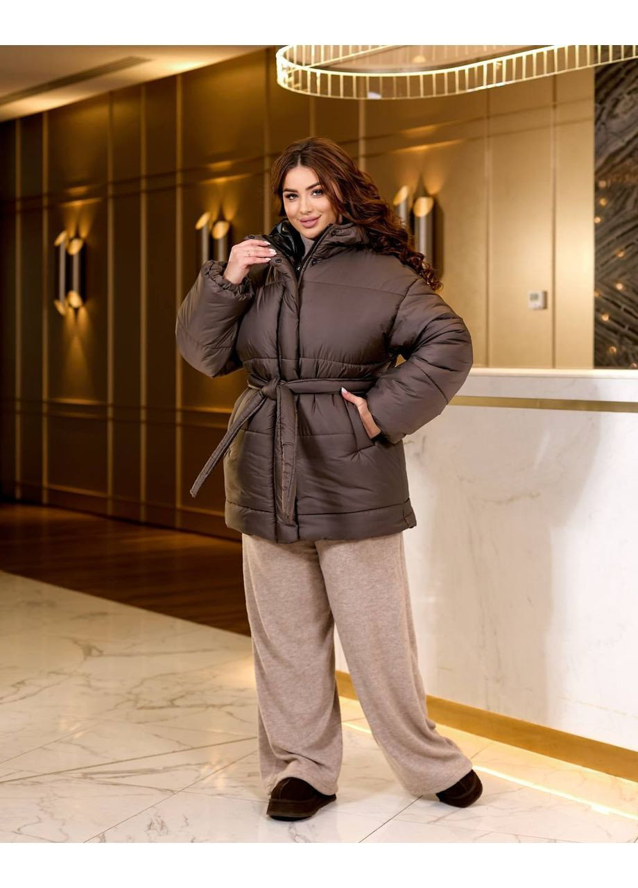 Коричнева демісезонна куртка жіноча тепла Style Point