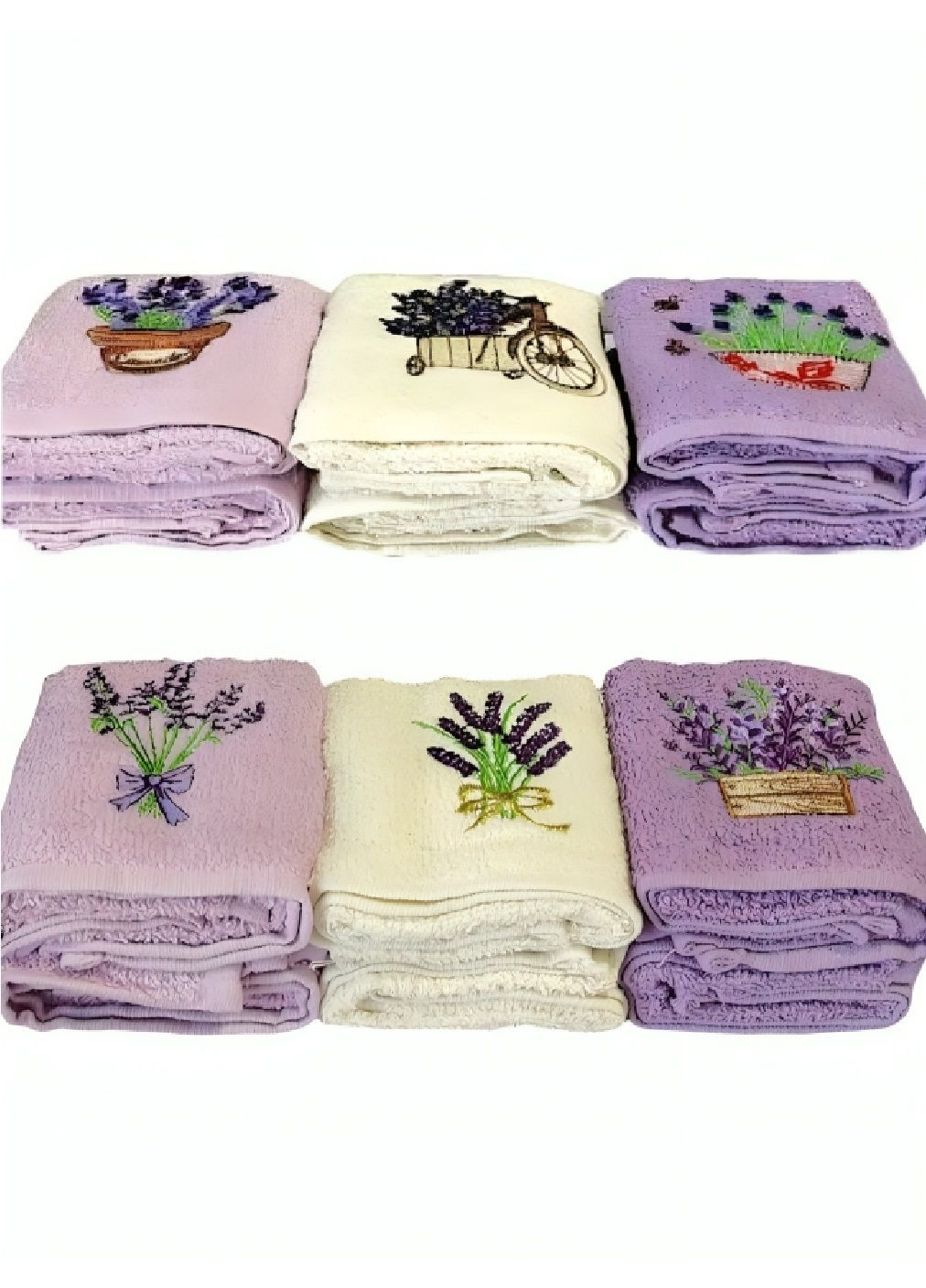 Набір комплект класичних кухонних махрових поглинаючих рушників з малюнками в упаковці 6 штук 30х50 см (478559-Prob) Unbranded квітковий комбінований