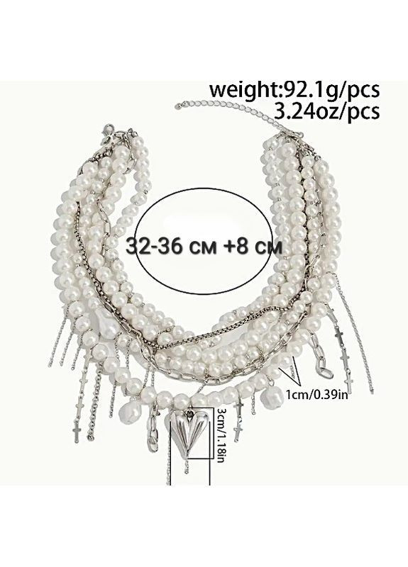 Колье Ожерелье Чокер многослойный жемчужинки (имитация) No Brand (366668030)