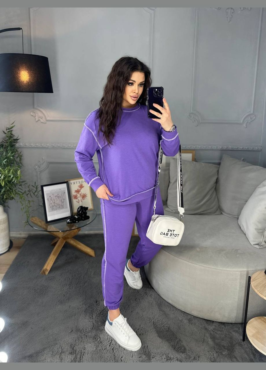 Жіночий спортивний костюм колір фіолетовий р.54/56 449705 New Trend (282926673)