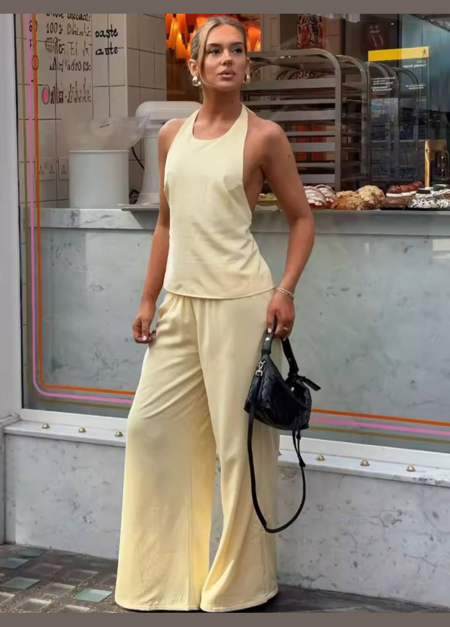 Женский летний костюм двойка брюки+кофта лимонный No Brand (342745266)