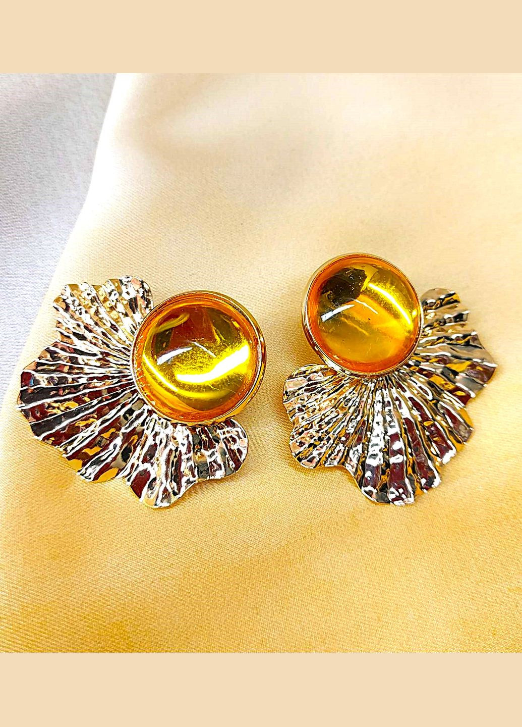 Сережки с желтыми камнями No Brand (327419610)