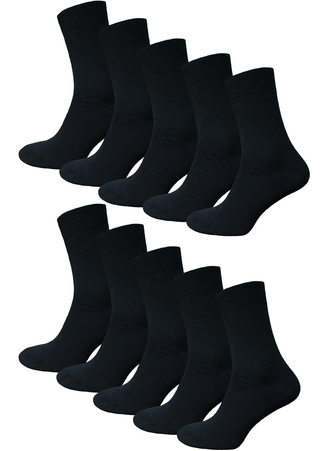 Чёрные носки высокие хб 10 пар житомир ms 102/10 XTeam однотонные (334013166)