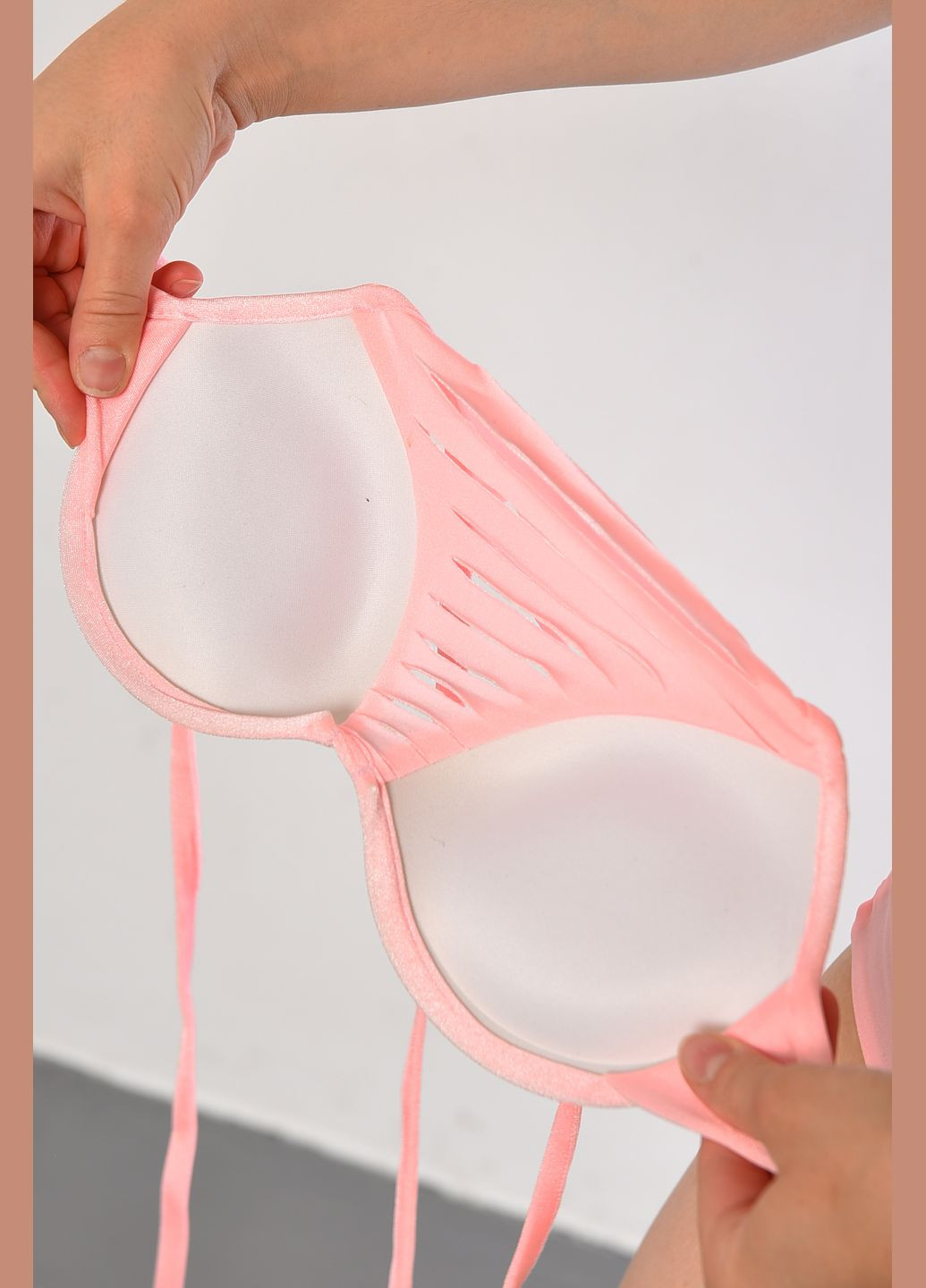 Персиковый летний купальник женский персикового цвета чашка в топ Let's Shop