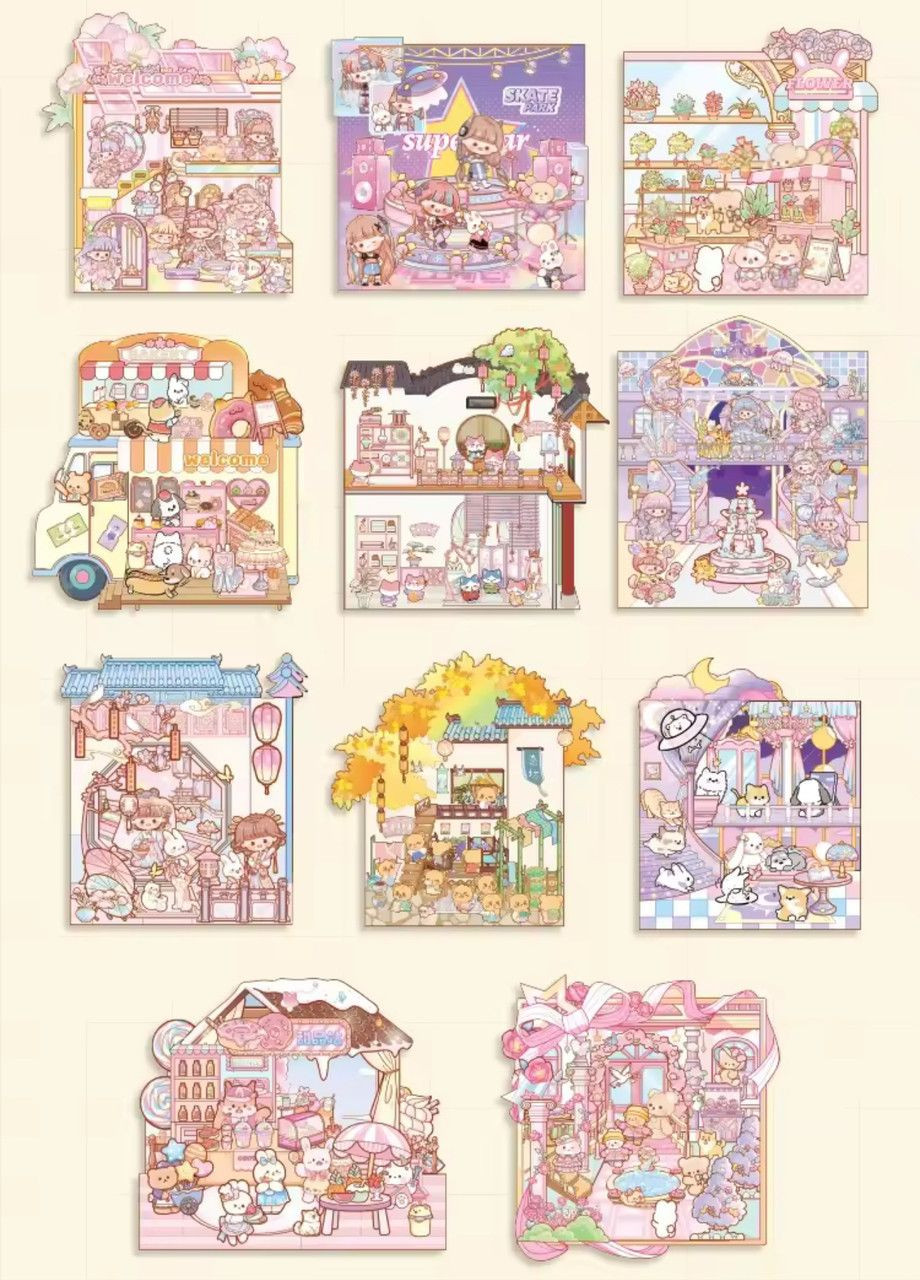 Подарунковий набір румбоксів – коробочка антистресу "Kawaii Island" з 20 сцен — наклейки, стікери, творчість No Brand (361850420)