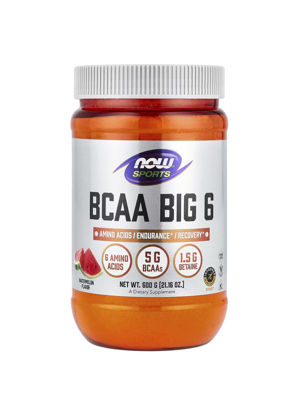 Амінокислота BCAA BIG 6 POWDER 600 GRAM (WATERMELON) Now (316063116)