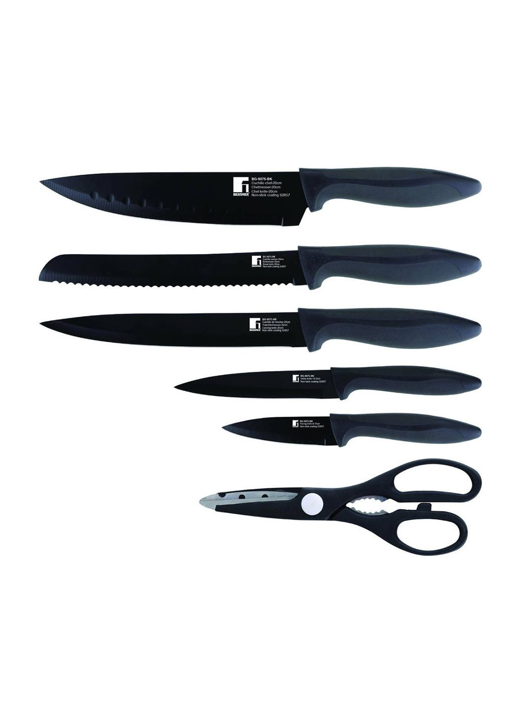 Набор ножей 6 предметов BG9075-BK Bergner комбинированные,