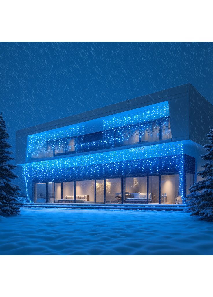 Гирлянда Бахрома уличная 600 LED 36 м от сети черная нить, синий GarlandoPro 36МBBL No Brand (366830570)